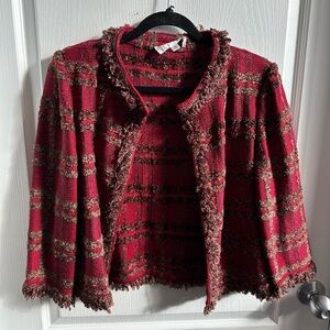 St. John Red and Brown Plaid Jacket